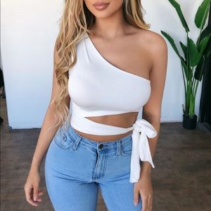 OOTDFASH One Shoulder Crop Top